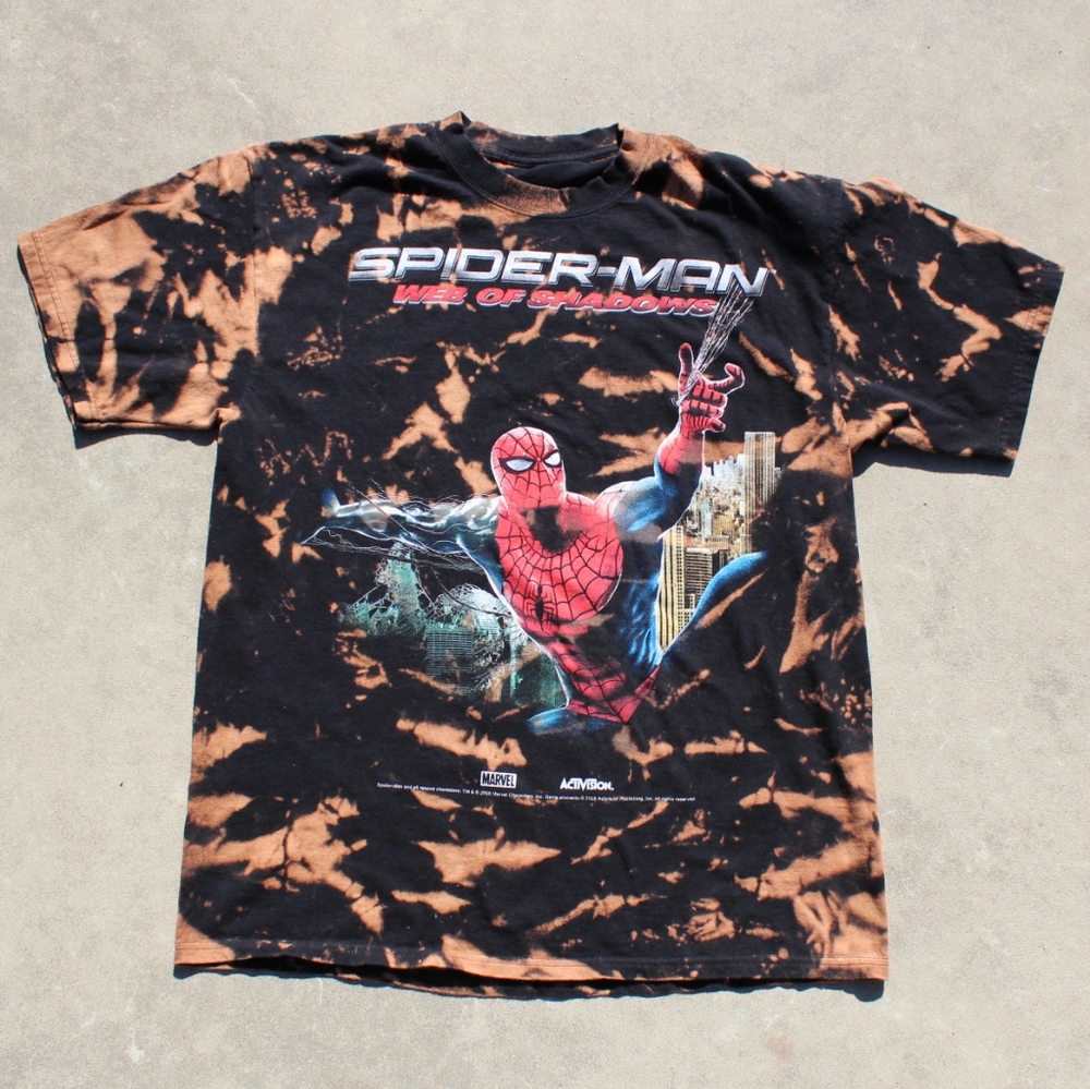 Reverse dyed Spiderman W.O.S t shirt
